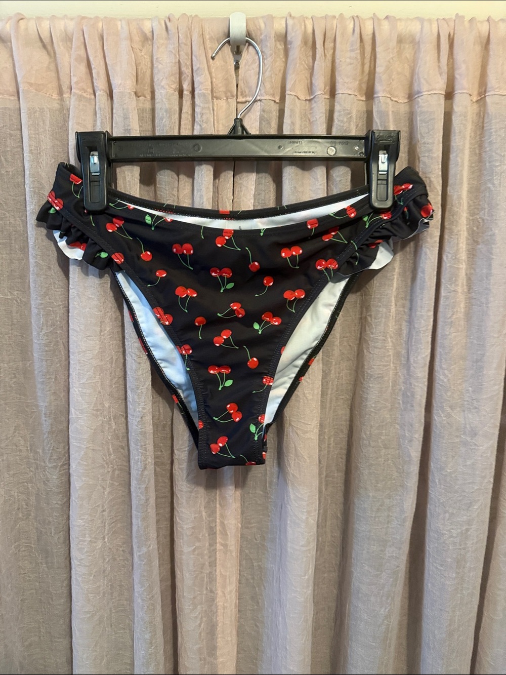 Cherry-Print Bikini Briefs in Black